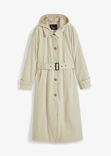 Mellomlang kåpe i trench-look med avtakbar hette, bonprix