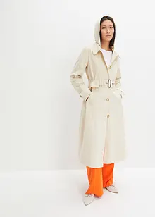 Mellomlang kåpe i trench-look med avtakbar hette, bonprix