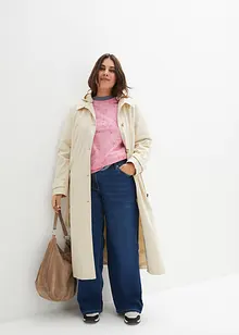 Mellomlang kåpe i trench-look med avtakbar hette, bonprix