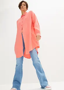 Lang, oversized bluse i musselin, bonprix