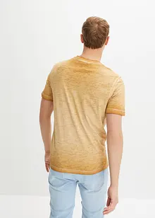 Henley T-skjorte av økologisk bomull med vasket look, kort arm, bonprix