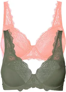 Bøyle-BH med delikate blonder (2-pack), bonprix