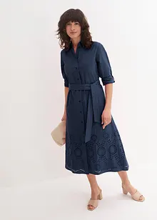 Skjortekjole med hullbroderi, bonprix