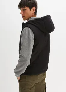 Vattert vest med hette og detaljer i imitert skinn, bonprix