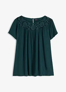 Bluse med blonde, bonprix