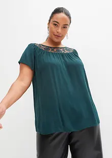 Bluse med blonde, bonprix