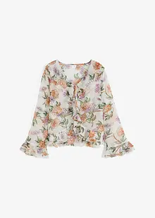 Bluse med print og volanger, bonprix