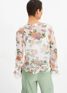 Bluse med print og volanger, bonprix