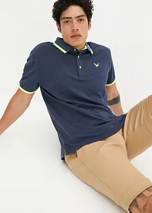 Piké-poloshirt, kort arm, av økologisk bomull med neon-highlights, bonprix