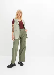 Ribbet topp med blonde, bonprix