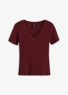 Ribbet topp med blonde, bonprix