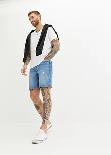 Lang jeansshorts med stretch, Regular Fit, John Baner JEANSWEAR