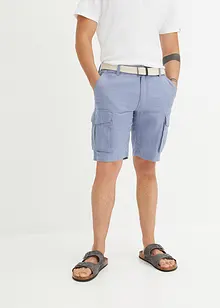 Regular Fit-cargo-bermudashorts i lin-miks med belte, bonprix