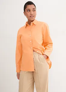 Oversized bluse av linmiks med dekorativ knappestolpe bak, bpc bonprix collection