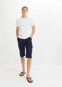 Lang cargo-bermudashorts i bomullstrikot, Regular Fit, bonprix