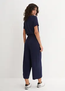 Jersey-jumpsuit med V-utringning, kort arm, bonprix