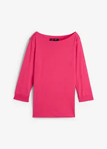 Ribbet stretch-topp med båthals, bonprix