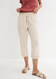 High Waist 3/4-lang bukse med lin og komfortlinning, bonprix