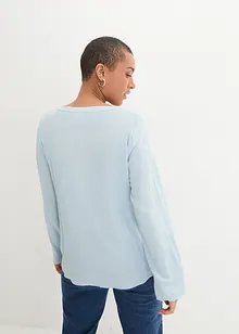 Viskosebluse med V-hals, lang arm, bonprix