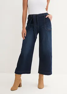 Wide Leg-jeans High Waist, komfortlinning cropped, bonprix