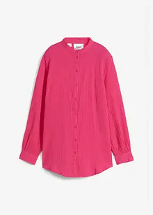 Oversized lang musselin-bluse av bomull med splitt i sidene, bonprix