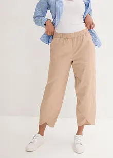 Ankellang bukse med lin og High Waist-komfortlinning, Loose Fit, bonprix