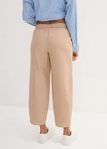 Ankellang bukse med lin og High Waist-komfortlinning, Loose Fit, bonprix