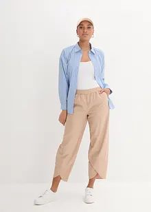Ankellang bukse med lin og High Waist-komfortlinning, Loose Fit, bonprix