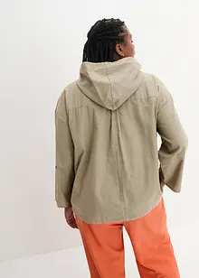 Slip on-bluse med hette i linmiks, bonprix