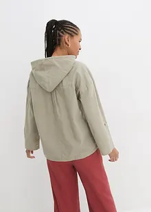 Slip on-bluse med hette i linmiks, bonprix
