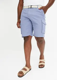 Regular Fit-cargo-bermudashorts i lin-miks med belte, bonprix