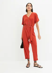 Jumpsuit i struktur-jersey  med knytebelte, ankellang, bpc bonprix collection