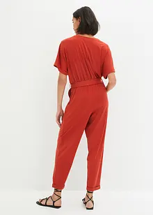 Jumpsuit i struktur-jersey  med knytebelte, ankellang, bpc bonprix collection