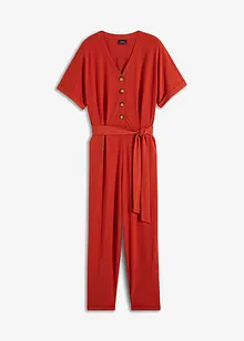 Jumpsuit i struktur-jersey  med knytebelte, ankellang, bpc bonprix collection