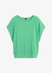 Ribbet topp med flaggermusermer, bonprix