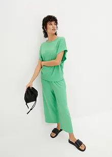 Ribbet topp med flaggermusermer, bonprix