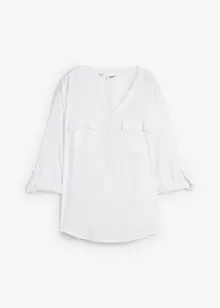 Langermet bluse i lett viskose med V-hals, bonprix