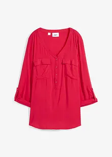 Langermet bluse i lett viskose med V-hals, bonprix