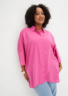 Oversized bluse med blonderygg, bonprix