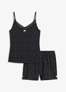 Kort pyjamas med delikate blonder, bonprix