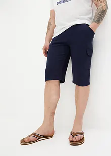 Lang cargo-bermudashorts i bomullstrikot, Regular Fit, bonprix