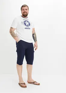 Lang cargo-bermudashorts i bomullstrikot, Regular Fit, bonprix