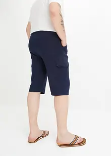 Lang cargo-bermudashorts i bomullstrikot, Regular Fit, bonprix