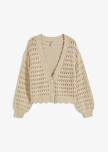 Cardigan  i ren bomull med hullmønster, bonprix