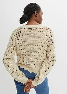 Cardigan  i ren bomull med hullmønster, bonprix