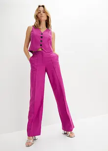 High Waist-bukse med lin og legg, bonprix