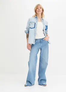 Ribbet topp i økologisk bomull (2-pack), bonprix