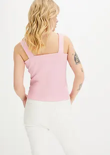 Ribbet topp i økologisk bomull (2-pack), bonprix
