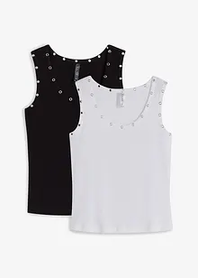 Ribbet topp i 100% økologisk bomull (2-pack), bonprix