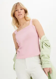 Ribbet topp i økologisk bomull (2-pack), bonprix